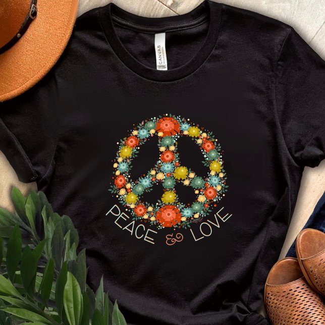 T-shirt "Peace and Love Floral" Inspirivity (Créateur téléchargé)
