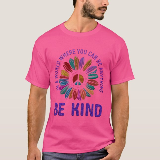 T-shirt Peace and Love Hippie Boho Be Kind  (Devant)