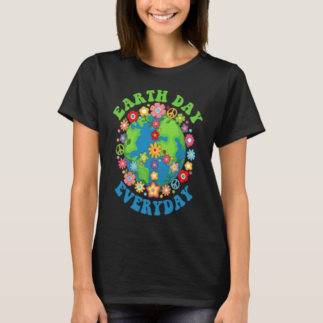 T-shirt Peace Earth Day Everyday 60s 70s Hippie Retro Envi (Devant)