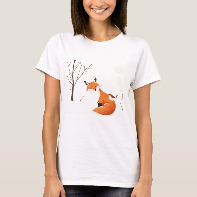 T-shirt Peace Earth Minimalist Fox Bird Animal (Devant)