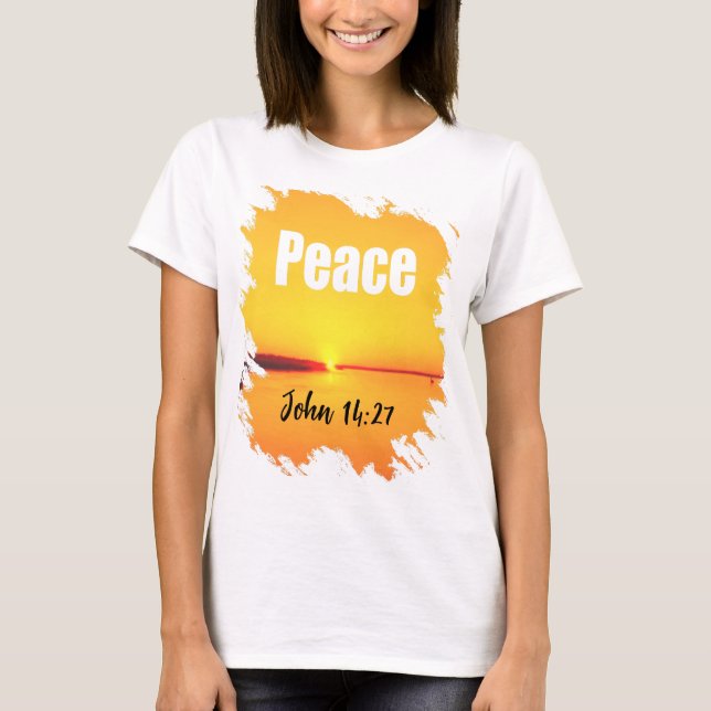 T-Shirt Peace Écriture Sainte Coucher de Soleil Lu (Devant)