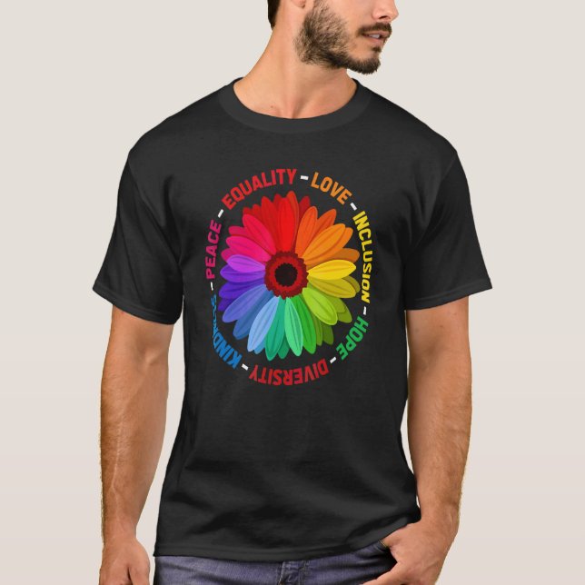 T-shirt Peace Equality Love Inclusion Hope Diversity Kindn (Devant)