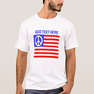 T-shirt Peace Flag US et Peace Sign, ajouter du texte