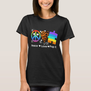 T-shirt Peace Heart Love Et Pop It Puzzle Sensory Toy