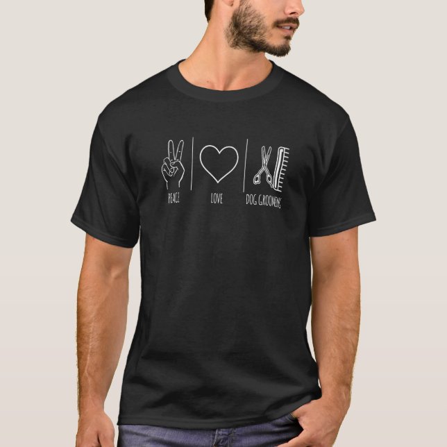 T-shirt Peace Log Chien Grooming Chien Coiffure Coiffure S (Devant)
