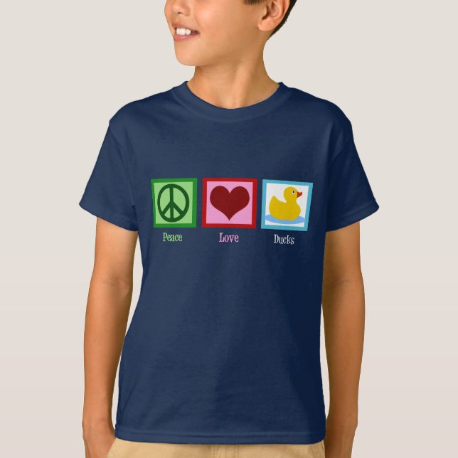 T-shirt Peace Loks Cute Duck Mascot Kids (Devant)