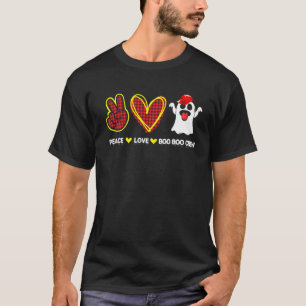 T-shirt Peace Loo Boo Crew Red Plaid - Funny Halloween Co