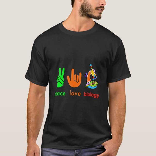 T-shirt Peace Loology Microscope Peintre Science Tea (Devant)