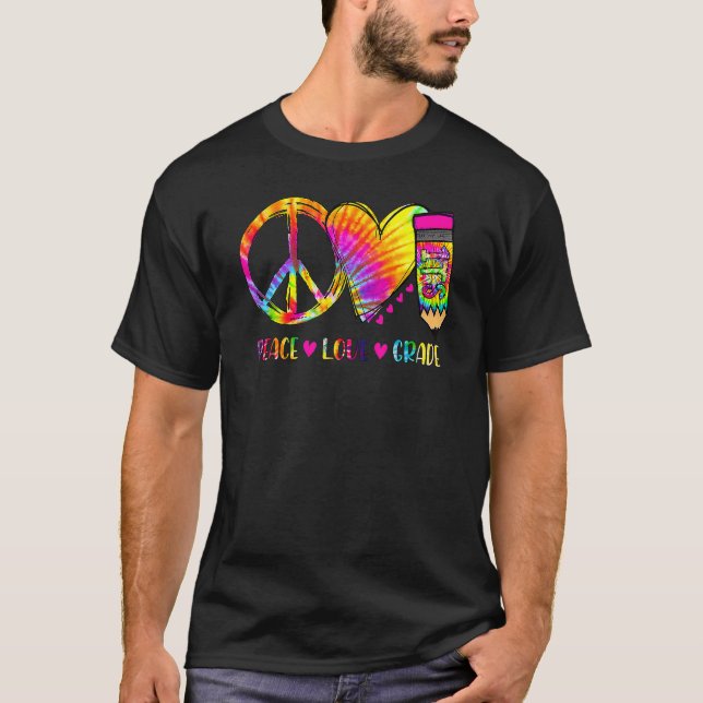 T-shirt Peace Love 1st Grade Tie Dye Enseignant 1 (Devant)