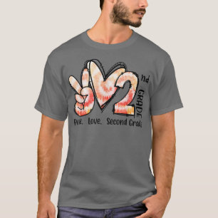 T-shirt Peace Love 2e année Enseignante Équipe fille 2e an