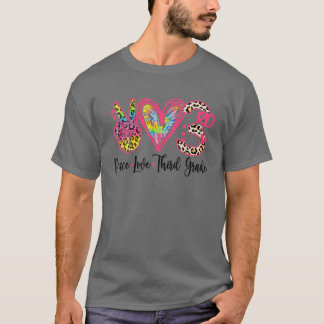 T-shirt Peace Love 3e année Funny Leopard élève Enseigner