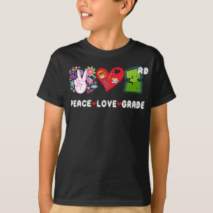 T-shirt Peace Love 3e classe Squad Retour à l'école 3e