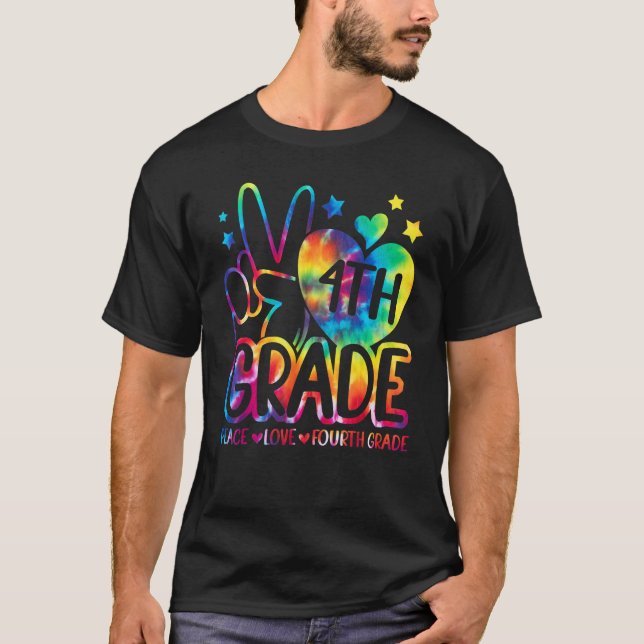 T-shirt Peace Love 4e année de retour à l'école 4e générat (Devant)