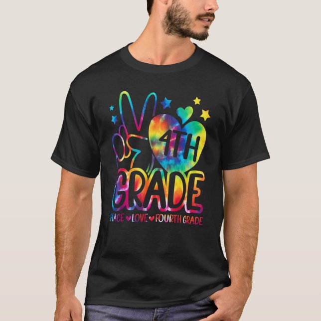 T-shirt Peace Love 4e année de retour à l'école 4e générat (Devant)