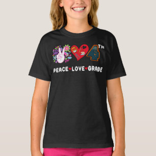 T-shirt Peace Love 4th Grade Squad Retour à l'école Quatri