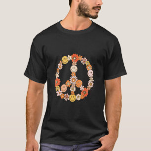 T-shirt Peace Love 60's 70's Hippie Costume couleur Flowe