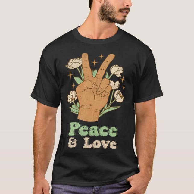 T-shirt Peace & Love 60s 70s Tie Dye Hippie Costume Retro  (Devant)