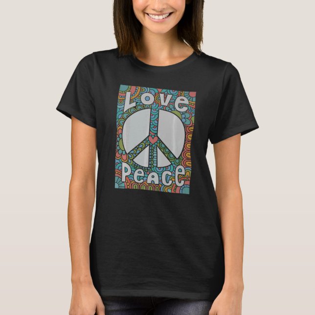 T-shirt Peace Love 60s les années 70 Cravate Die Costume h (Devant)