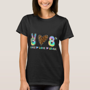 T-shirt Peace Love 8th Grade Squad Retour à l'école Enseig