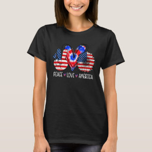 T-shirt Peace Love America Sunflower Patriotic Tie Dye 4e