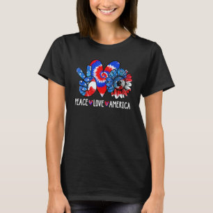 T-shirt Peace Love America Sunflower Patriotic Tie Dye 4e