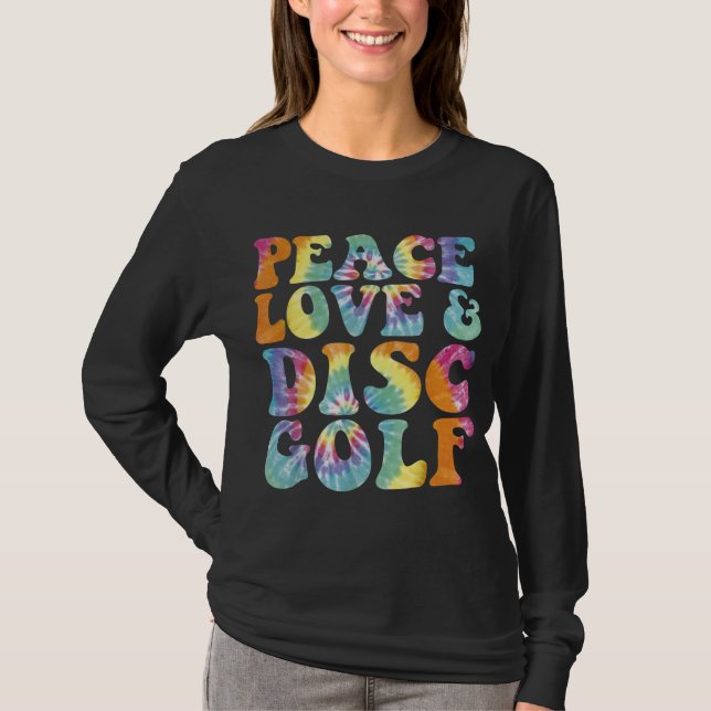 T-shirt Peace Love and Disk Golf Printed Tie Dye (Devant)