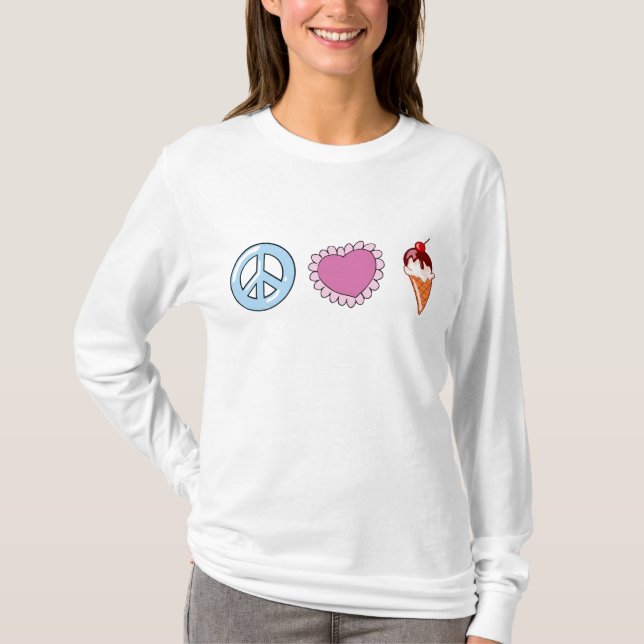 T-shirt Peace Love and Ice Cream (Devant)