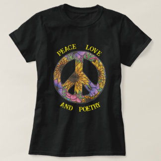 T-shirt Peace Love And Poetry T Shirt Floral Peace Sign
