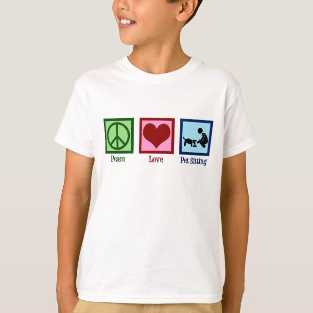 T-shirt Peace Love Animal Sitter Chien Service de marche E (Devant)