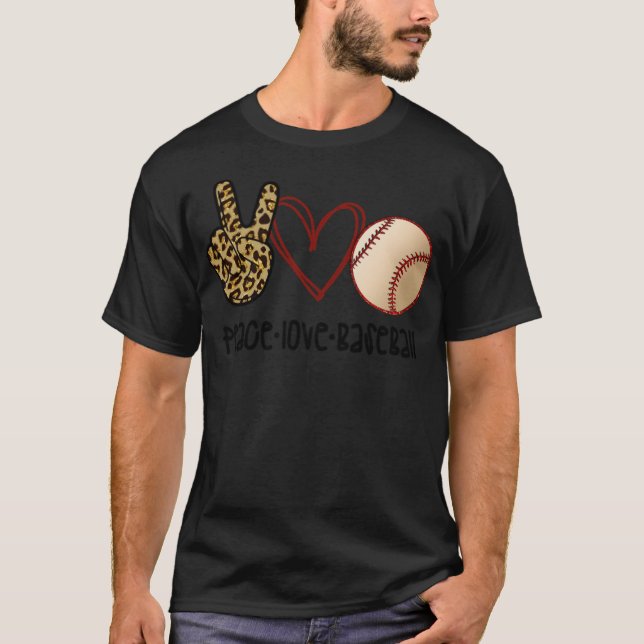 T-shirt Peace Love Apparell de baseball (Devant)