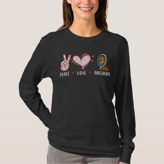 T-shirt Peace Love Archery Ciel Cadeau Cadeau De Femmes Je