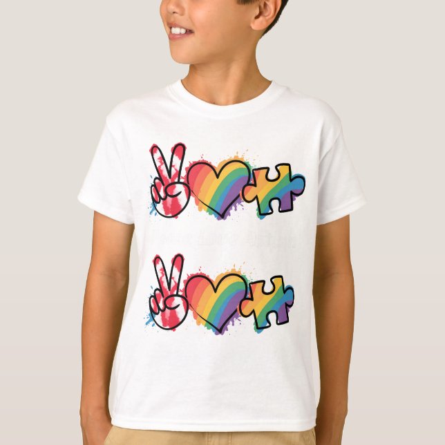 T-shirt Peace.Love.Autism  (Devant)