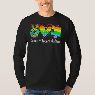 T-shirt Peace Love Autism Poppin Sensibilisation sur l'aut