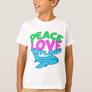 T-shirt Peace Love Avions mignons Enfants Avion