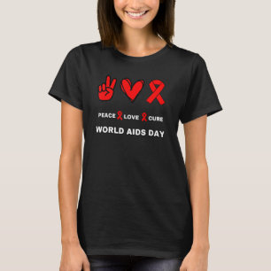 T-shirt Peace Love Awareness World AIDS Day Mois Novembre