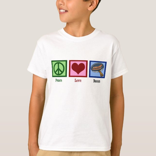 T-shirt Peace Love Bacon Kids (Devant)