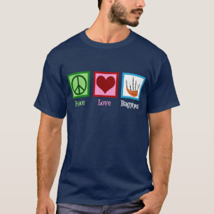 T-shirt Peace Love Bagpipes
