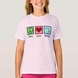 T-shirt Peace Love Baking Cute Boulangerie Turquoise Stand