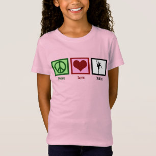 T-Shirt Peace Love Ballet Joli rose Ballerina fille