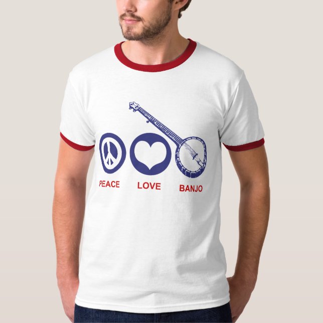 T-shirt Peace Love Banjo (Devant)
