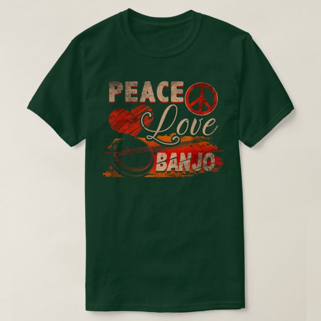 T-shirt Peace Love Banjo Guitar Player Pays Bluegrass T (Design devant)