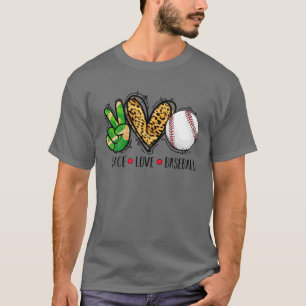 T-shirt Peace Love Baseball Cadeau Sport Amateurs Leopard 