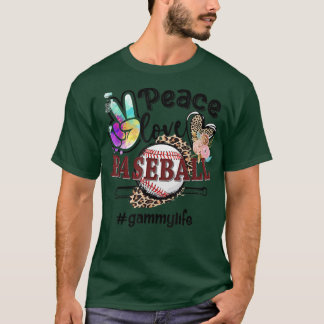 T-shirt Peace Love Baseball Gammy Life Maman Grand-mère Le