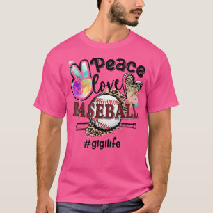 T-shirt Peace Love Baseball Gigi Life Mom Grandma Leopard