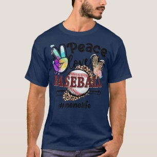 T-shirt Peace Love Baseball Nene Life Maman Grand-mère Leo