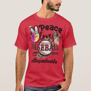 T-shirt Peace Love Baseball Stepsoeur Life Mom Grandma Le
