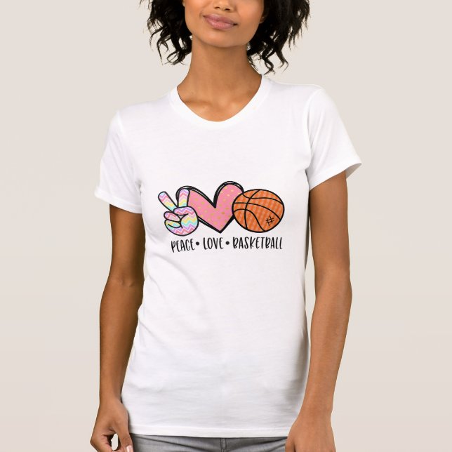 T-shirt Peace Love Basketball Coeur pour les Ados entre (Devant)
