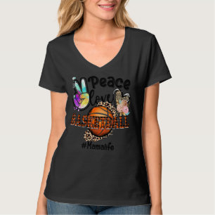 T-shirt Peace Love Basketball Mama Life Maman Grand-mère L