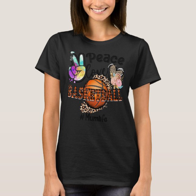 T-shirt Peace Love Basketball Maman Vie Maman Grand-mère L (Devant)