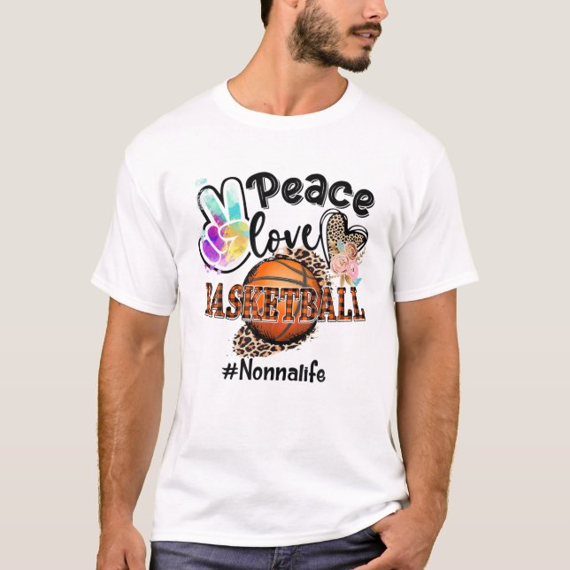 T-shirt Peace Love Basketball Nonna Life Maman Grand-mère  (Devant)